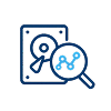 Icona hard disk con lente di ingrandimento – diagnosi dispositivo per recupero dati