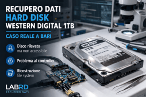 Recupero dati hard disk Western Digital 1TB a Bari con intervento in camera bianca su controller e file system