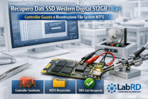Caso reale recupero dati SSD Western Digital 512GB a Bari con controller guasto e ricostruzione file system NTFS